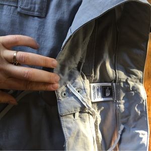 North Face hiking shorts. Light weight, moisture wicking material. Mid thigh.